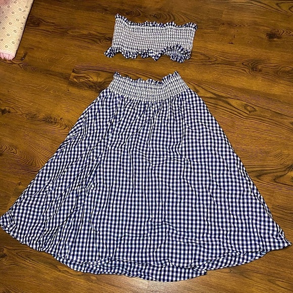 🌷 Zara Woman 🌷 2 Pc Matching Set High Waist A-Line Skirt & Ruffle Bandeau Top - Picture 1 of 7